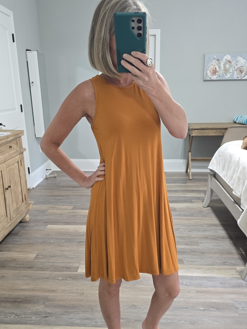 Old Navy Sleeveless Swing Dress in Mustard